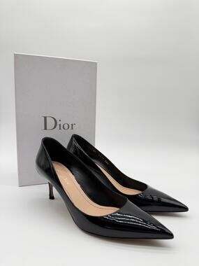 Christian Dior | D-Stiletto 65mm Black Patent Leather Pointed Toe Pumps EU 38.5